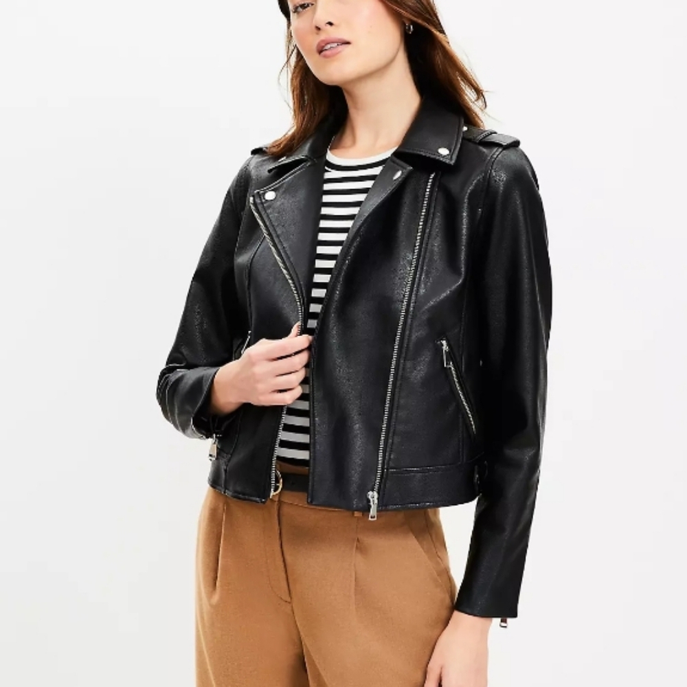 Loft Pebbled Faux Leather Moto Jacket